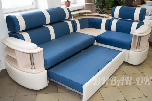 Угловой диван "Карина-5. Синий. Белый" фото 4