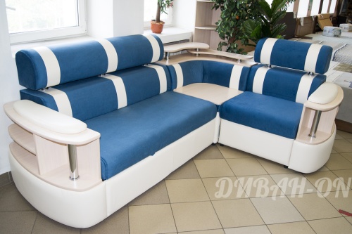 Угловой диван "Карина-5. Синий. Белый" фото 3